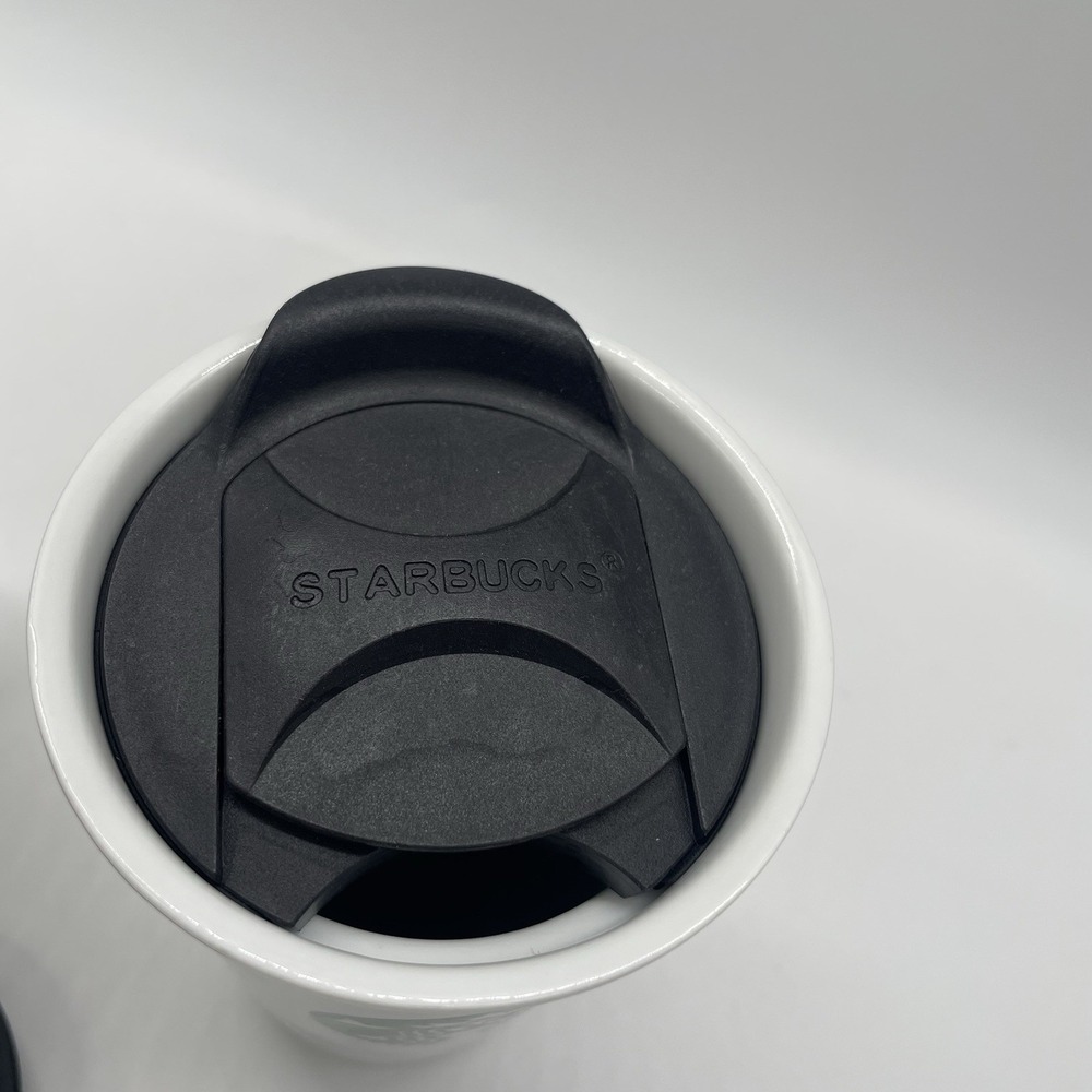 Set of 3 Starbucks Mermaid Tumbler Ceramic Travel Coffee Mug White 10 oz w/ Lids - Picture 5 of 9